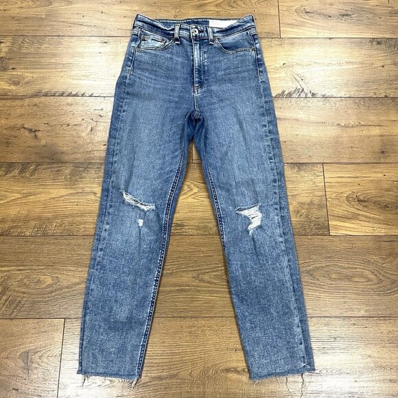 Rag & Bone Jeans Womens 27 Nina High Rise Ankle Cigarette Straight Raw Hem Denim - Picture 1 of 15